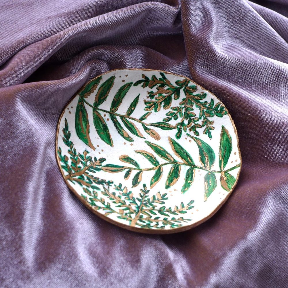 TRINKET AIR DRY CLAY DISH FLORAL - Picture 4 of 4